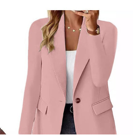 Load image into Gallery viewer, Polyester Autumn Long Sleeve Solid Color Cardigan Small Suit Jacket For Women
