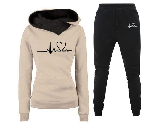 Load image into Gallery viewer, Women Tracksuit Pullovers Hoodies and Black Pants Autumn
