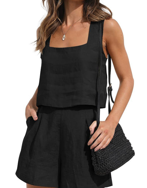 Load image into Gallery viewer, Women&#39;s Suit 2 Piece Outfits Square Neck Tops Shorts Sets Lounge Clothes Beach Summer Casual Outfits

