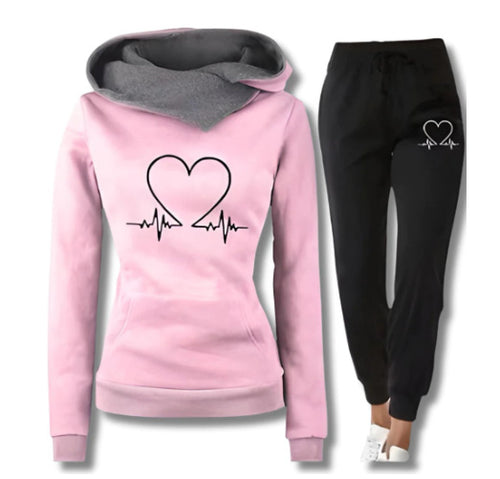 Load image into Gallery viewer, Women Tracksuit Pullovers Hoodies and Black Pants Autumn
