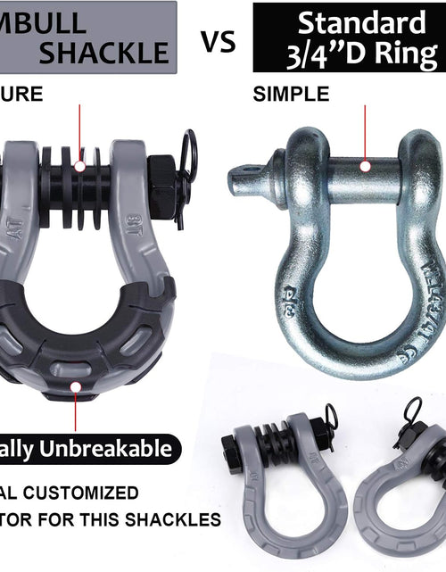 Load image into Gallery viewer, Shackles Upgrade 3/4&quot; D Ring Shackle (2 Pack) 70,000 Lbs Break Strength with 7/8&quot; Pin, Isolator and Washer Kits for Use with Tow Strap, Winch, Off-Road Truck Vehicle Recovery, Grey
