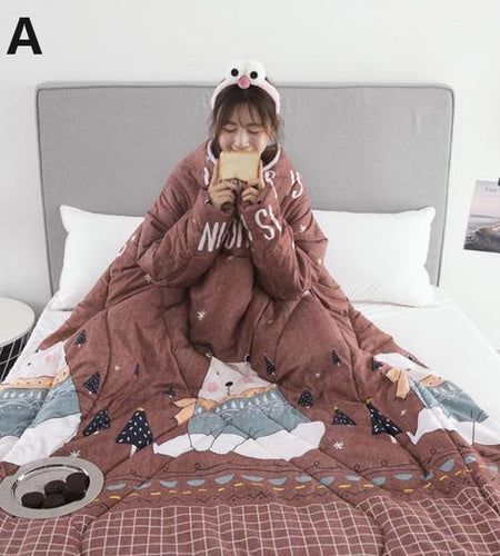 Winter Lazy Quilt with Sleeves