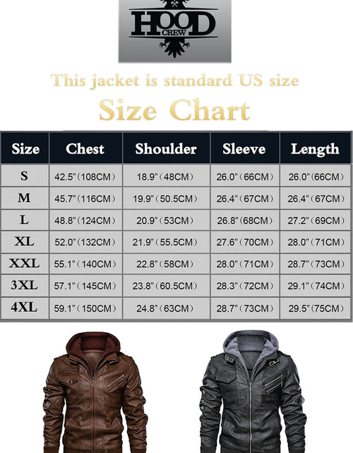 Load image into Gallery viewer, Men&#39;S Pu Faux Leather Jacket with Removable Hood Brown M
