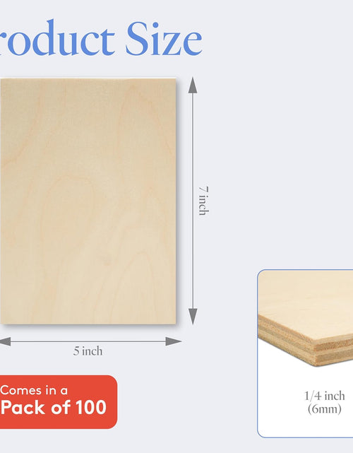 Load image into Gallery viewer, Baltic Birch Plywood, 6 Mm 1/4 X 5 X 7 Inch Craft Wood, Pack of 100 B/BB Grade Baltic Birch Sheets, Perfect for Laser, CNC Cutting and Wood Burning, by
