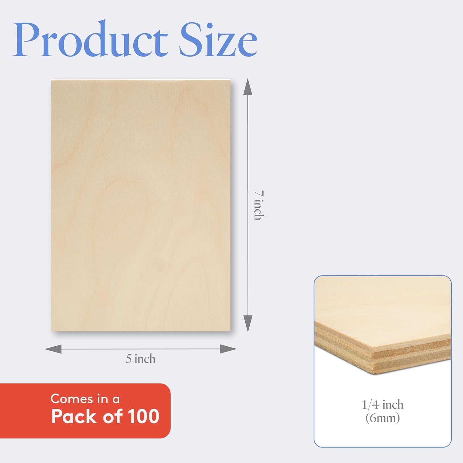 Baltic Birch Plywood, 6 Mm 1/4 X 5 X 7 Inch Craft Wood, Pack of 100 B/BB Grade Baltic Birch Sheets, Perfect for Laser, CNC Cutting and Wood Burning, by