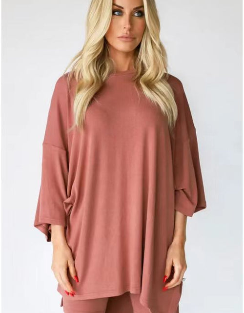 Load image into Gallery viewer, Women&#39;s Clothing Fashion Solid Color Loose T-shirt Tight Shorts Women
