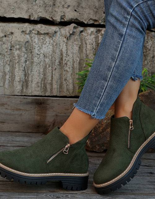 Load image into Gallery viewer, Fashion Ankle Boots With Side Zipper Ins Chunky Boots Autumn Winter Suede Shoes Women
