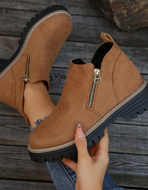 Load image into Gallery viewer, Fashion Ankle Boots With Side Zipper Ins Chunky Boots Autumn Winter Suede Shoes Women
