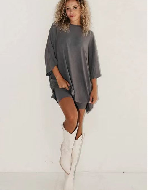 Load image into Gallery viewer, Women&#39;s Clothing Fashion Solid Color Loose T-shirt Tight Shorts Women
