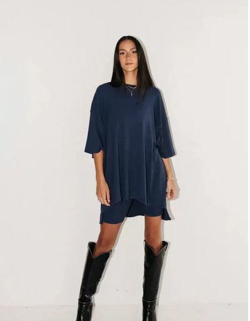 Load image into Gallery viewer, Women&#39;s Clothing Fashion Solid Color Loose T-shirt Tight Shorts Women
