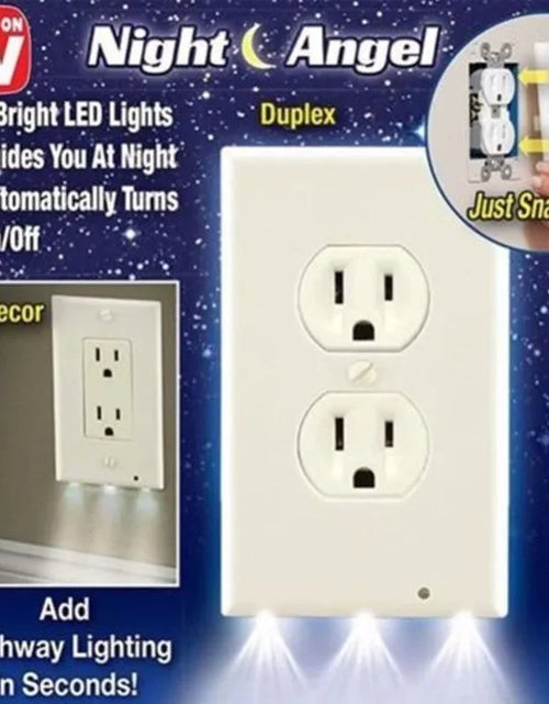 Load image into Gallery viewer, Duplex Electrical Outlet Modern Plugboard Plug-In Electrical Receptacle Wall Plate with LED Night Lights - Auto On/Off Sensor
