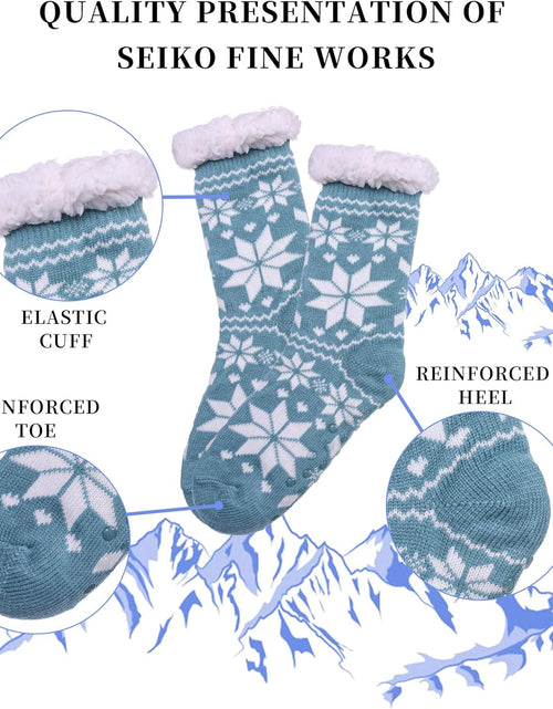 Load image into Gallery viewer, Women&#39;S Winter Super Soft Warm Cozy Fuzzy Snowflake Deer Fleece-Lined with Grippers Slipper Socks
