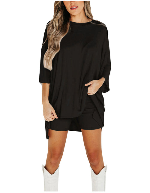 Load image into Gallery viewer, Women&#39;s Clothing Fashion Solid Color Loose T-shirt Tight Shorts Women
