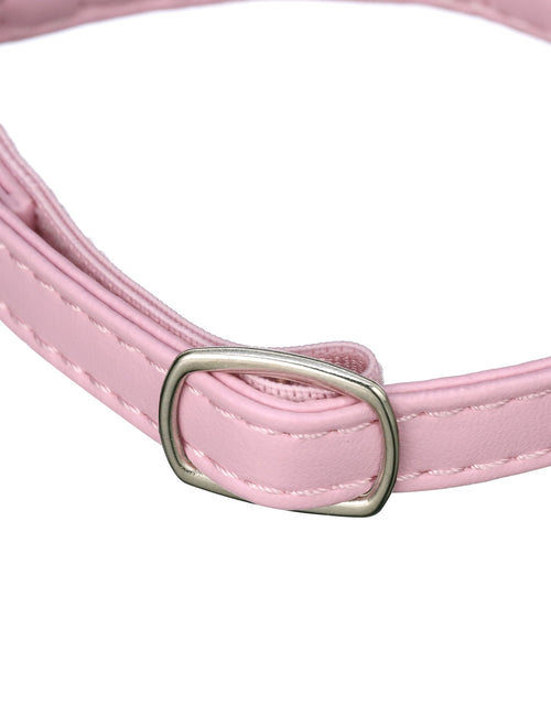 Load image into Gallery viewer, Pink Rhinestone Cat Collar, Neck Adjusts 7-10&quot;, Slide Buckle, Leather-Like Material, Shiny Bell
