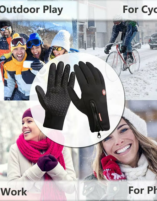 Load image into Gallery viewer, Winter Thermal Gloves Touchscreen Windproof Cycling Cold Glove for Men Women Warm Non-Slip Outdoor Driving Zipper Sport Gloves
