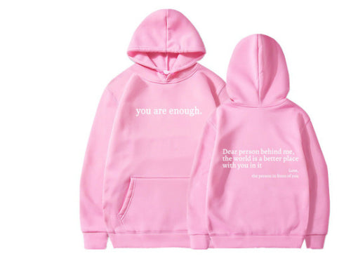 Load image into Gallery viewer, Dear Person Behind Me,the World Is A Better Place,with You In It,love,the Person In Front Of You,Women&#39;s Plush Letter Printed Kangaroo Pocket Drawstring Printed Hoodie Unisex Trendy Hoodies
