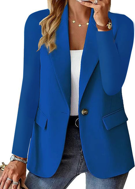 Load image into Gallery viewer, Polyester Autumn Long Sleeve Solid Color Cardigan Small Suit Jacket For Women
