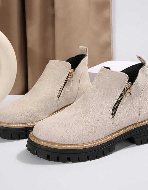 Load image into Gallery viewer, Fashion Ankle Boots With Side Zipper Ins Chunky Boots Autumn Winter Suede Shoes Women
