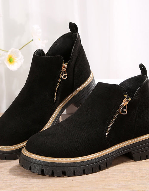 Load image into Gallery viewer, Fashion Ankle Boots With Side Zipper Ins Chunky Boots Autumn Winter Suede Shoes Women
