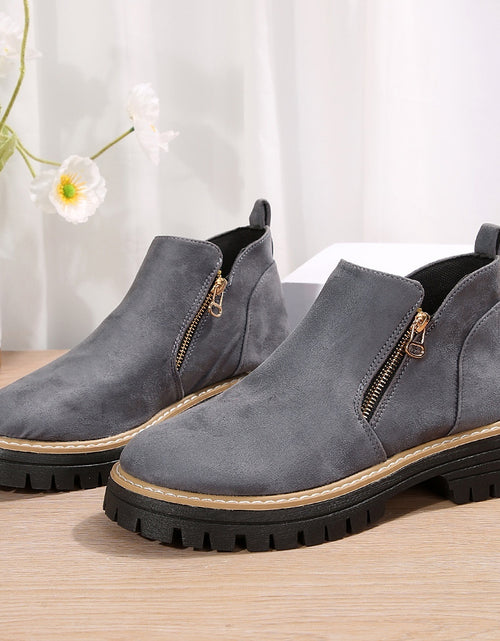 Load image into Gallery viewer, Fashion Ankle Boots With Side Zipper Ins Chunky Boots Autumn Winter Suede Shoes Women
