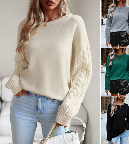 Women's Fashionable Simple Round Neck Sweater