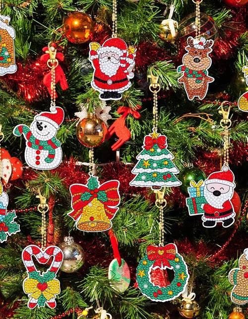 Load image into Gallery viewer, Christmas Diamond Painting Keychain 5D DIY Hanging Diamond Art Kits Diamond Ornaments for Kids Christmas Crafts Family Decor
